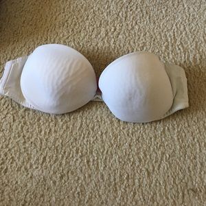 White strapless Pink bra