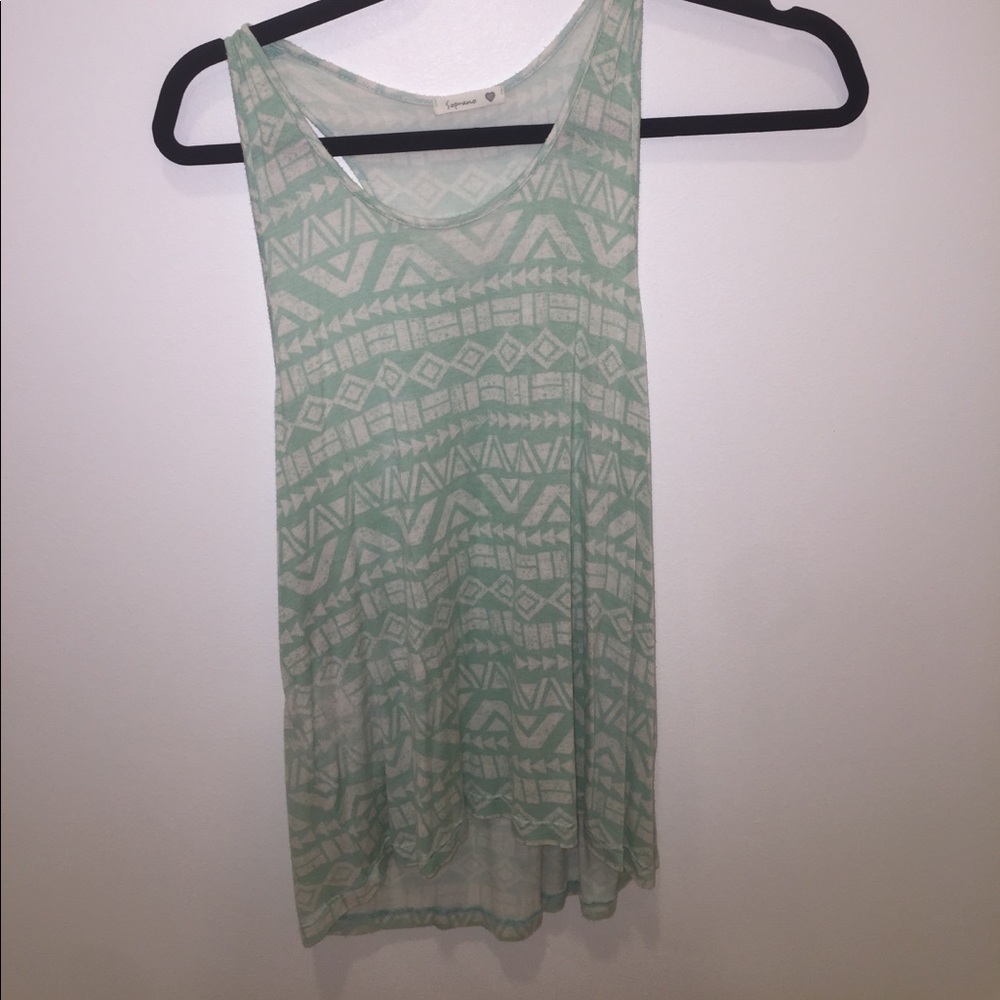 Blue and white Aztec tank top
