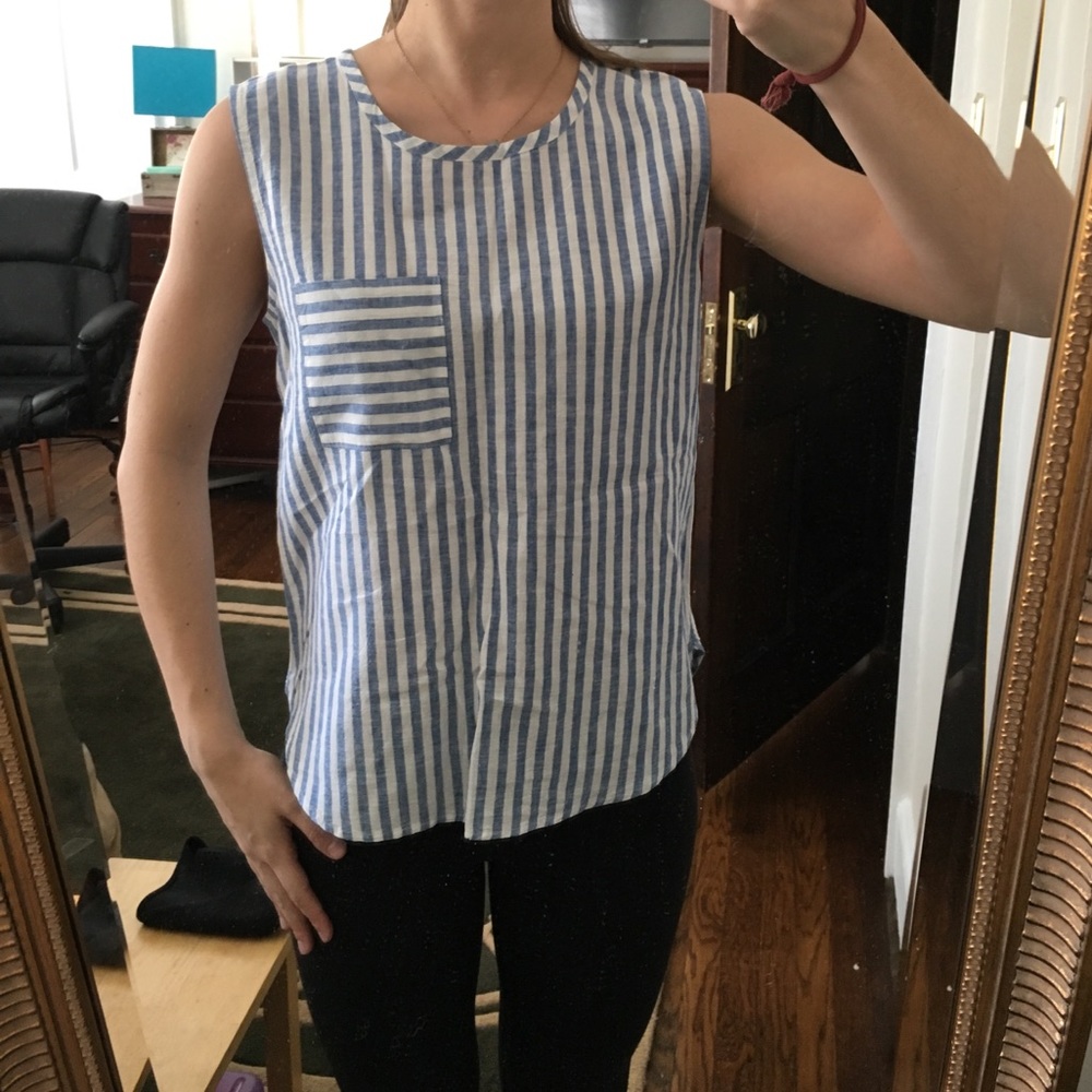 Jcrew strip linen shirt