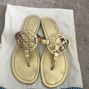 Tory Burch Miller Sandal Gold Leather Size 10
