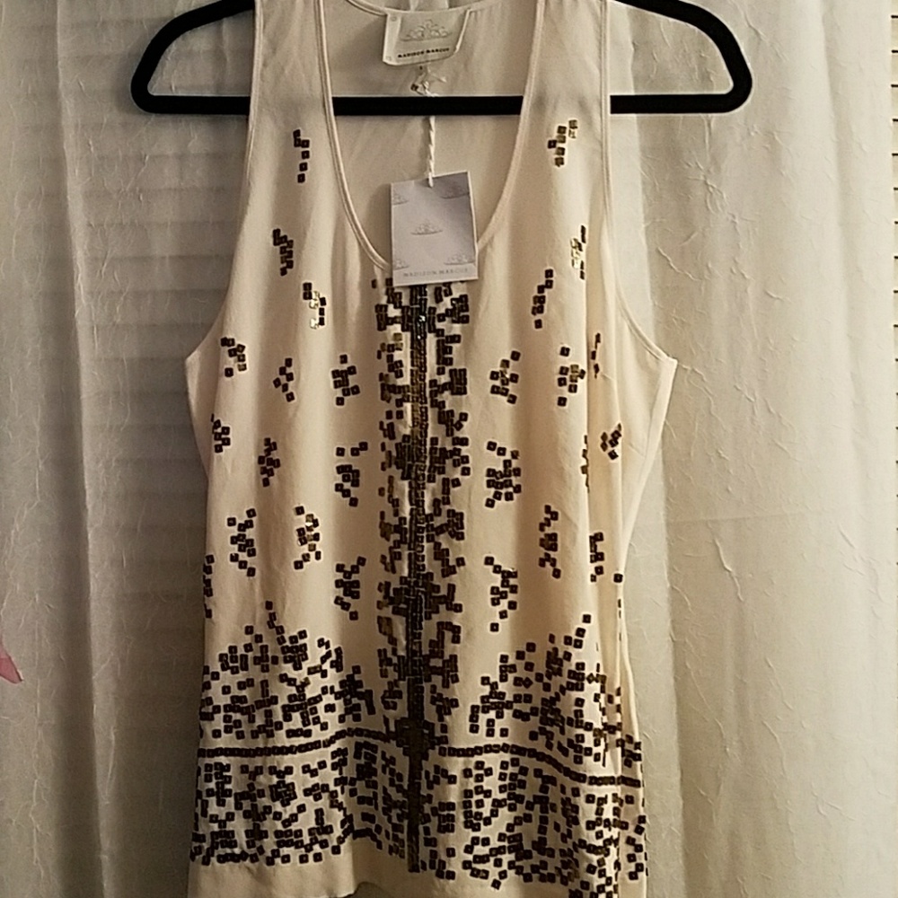 Sequin cream and gold tank top.  Gorgeous for the