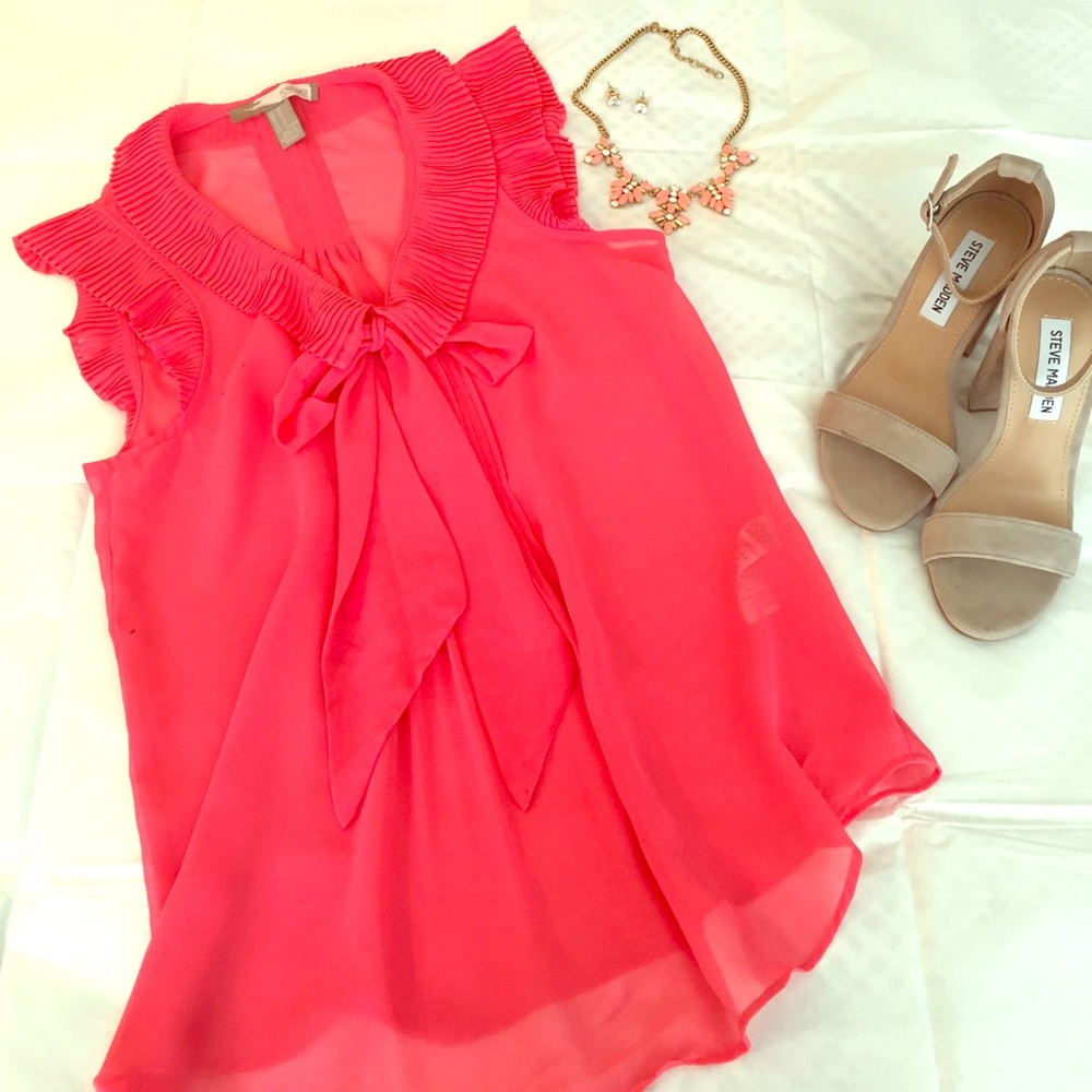 Coral ruffle top
