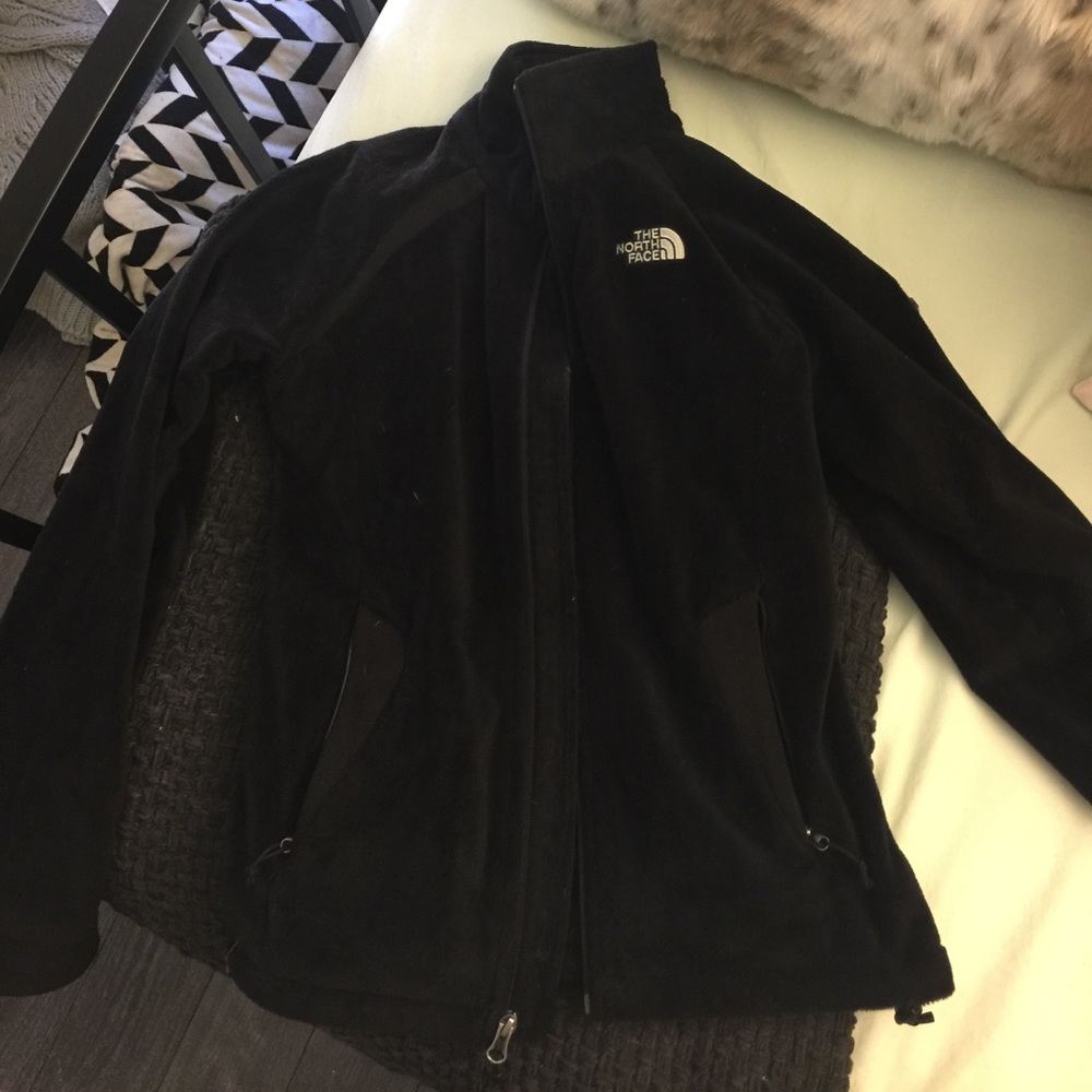 North face black velvet zip up
