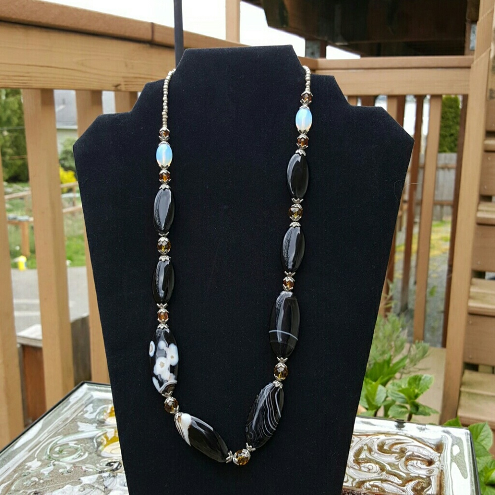 Obsidian and glass
