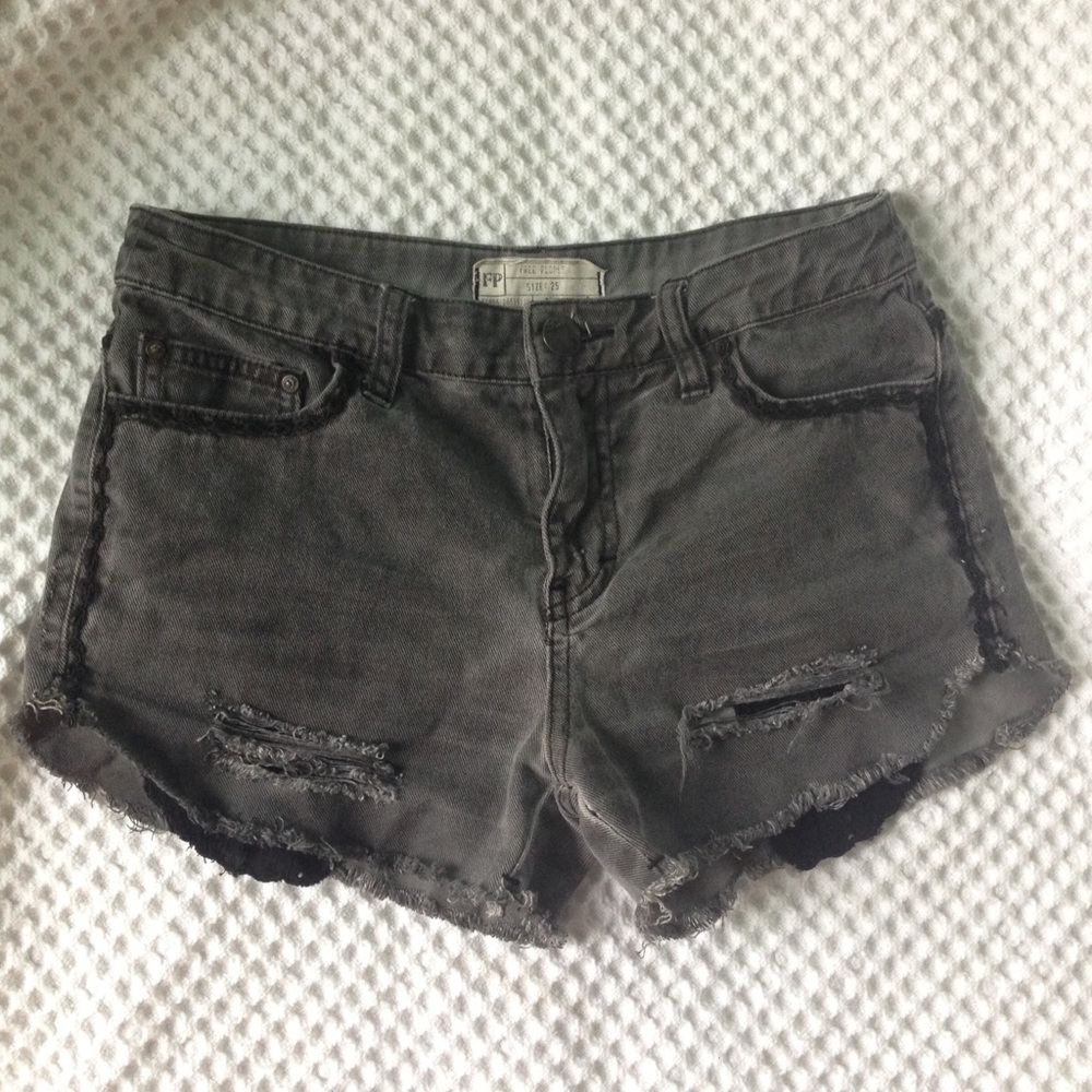 Free people distressed denim high rise cut-offs