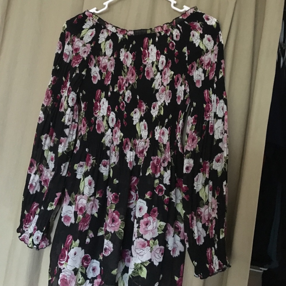 Black floral sheet top.