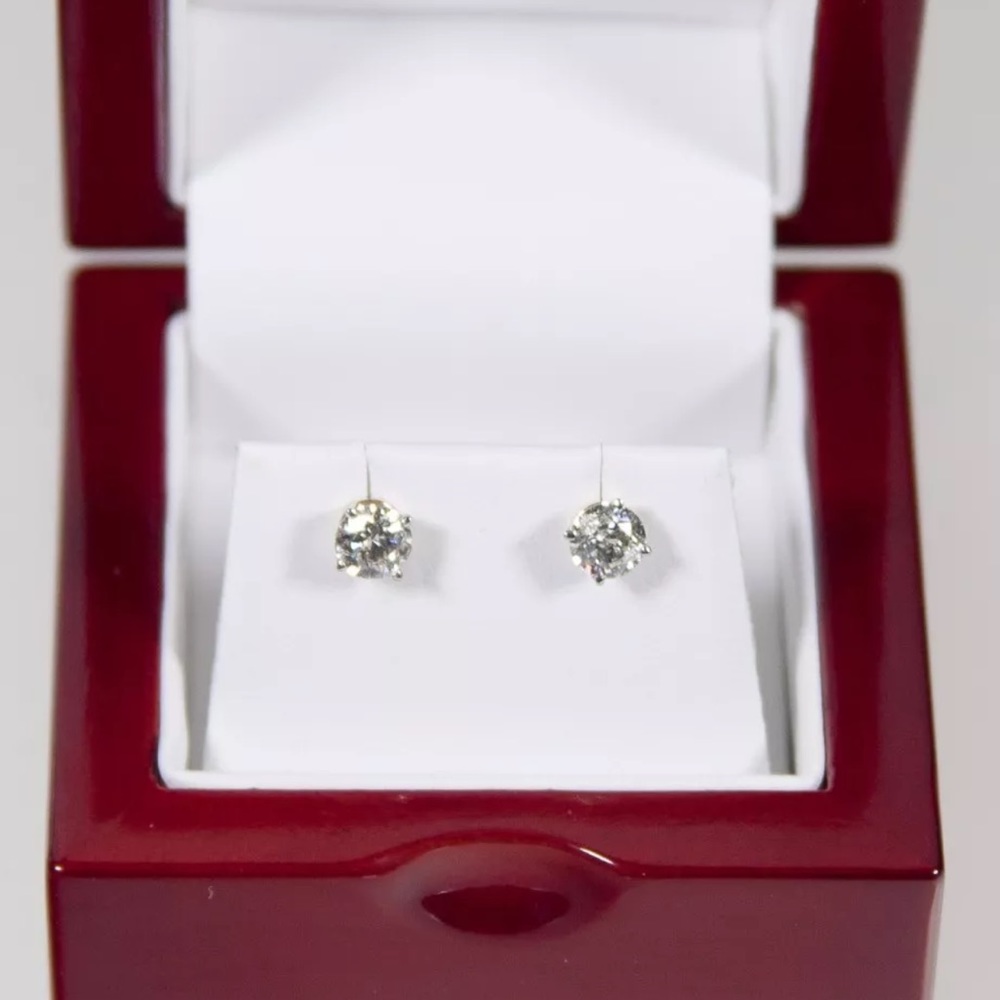 24HRSALE 2 LEFT💎1 CT Natural Diamond 14K Studs - Picture 1 of 6