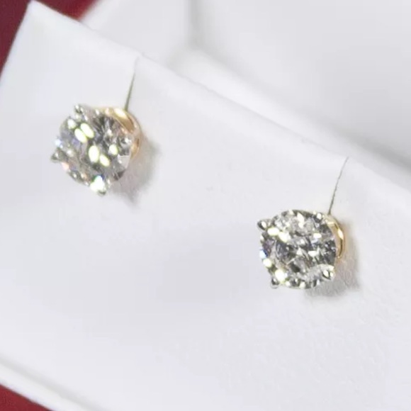 24HRSALE 2 LEFT💎1 CT Natural Diamond 14K Studs - Picture 3 of 6