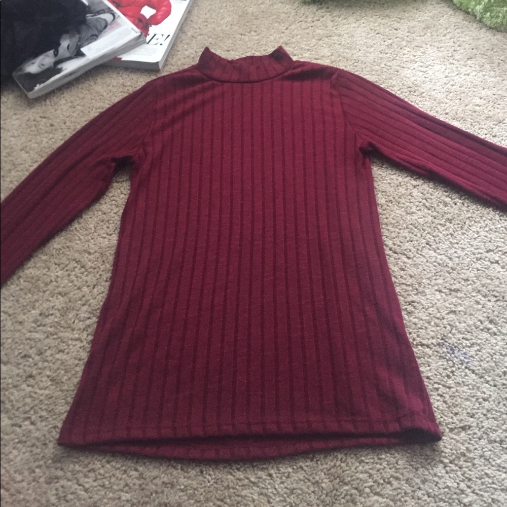 Forever 21 Ribbed Mock Neck Long Sleeve Top