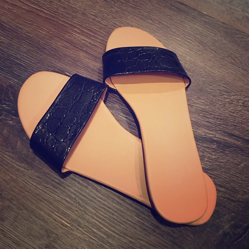 Black one strap sandals