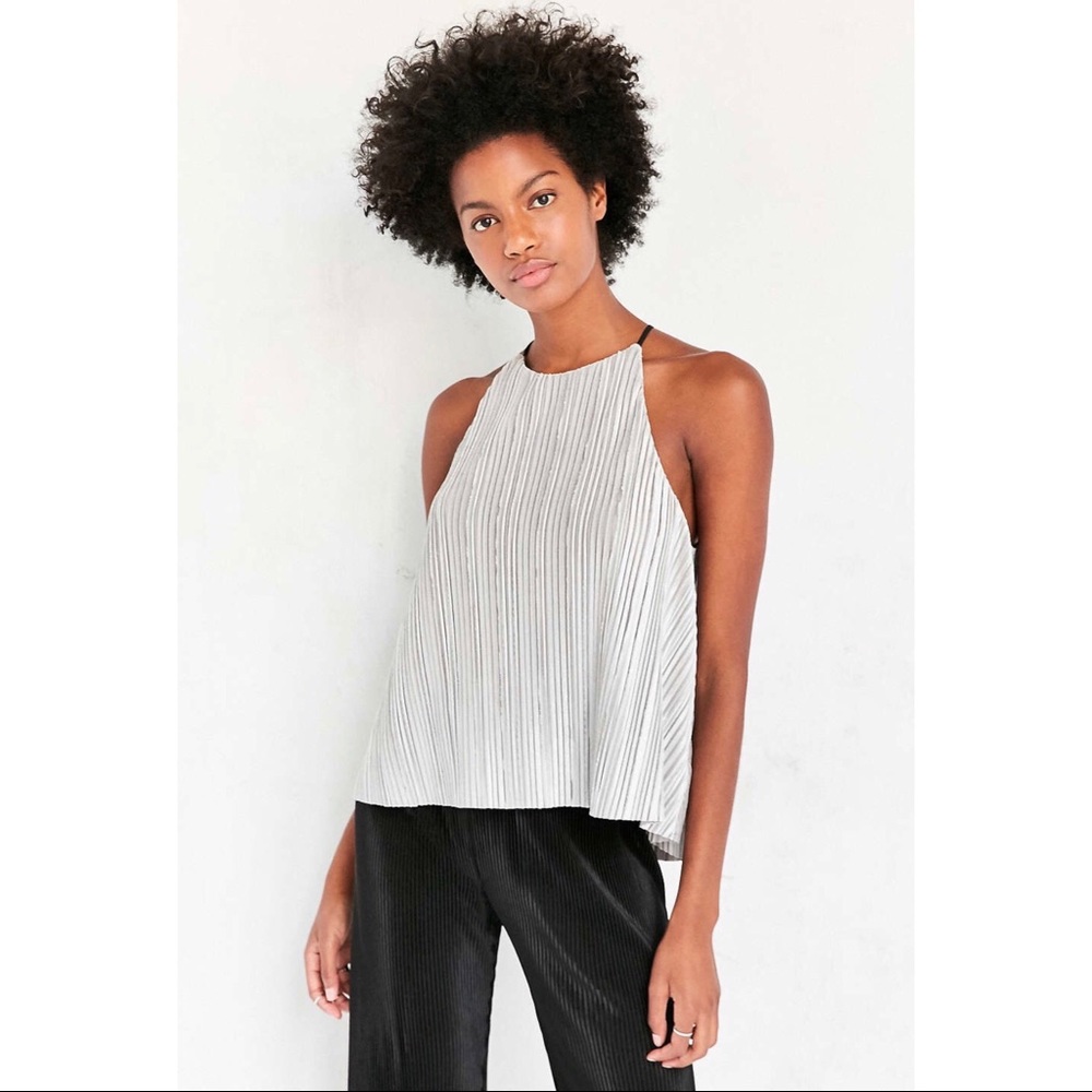 UO Ecoté Metallic Josie Pleated Cami