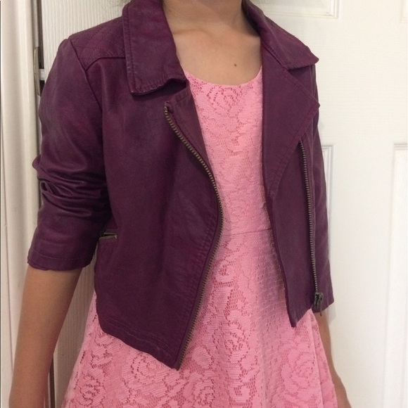 Girls trendy faux leather jacket - Picture 1 of 3