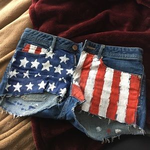 American flag jean shorts