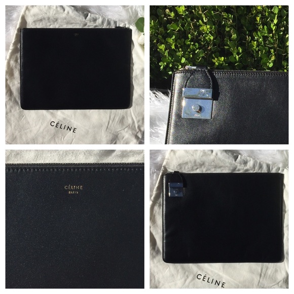 CÉLINE BLACK LEATHER CLUTCH - Picture 2 of 3
