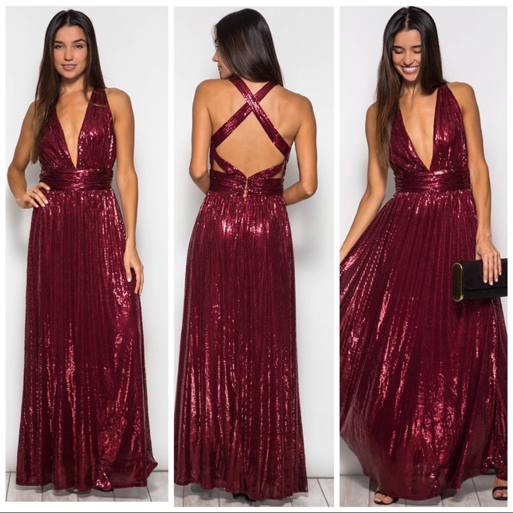 Burgundy sequin dress