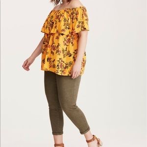 Torrid floral print ruffled off the shoulder top