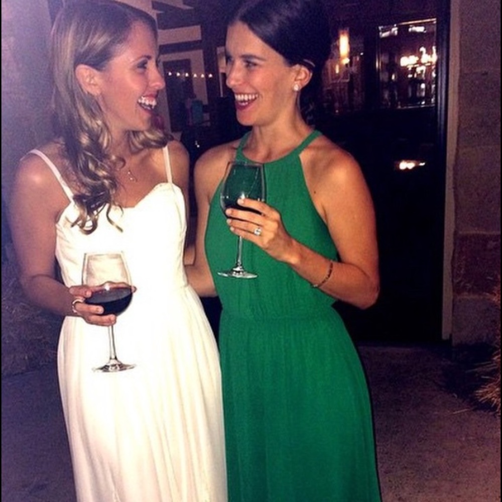 Flowy green dress with buttons up the back