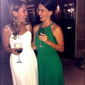 Flowy green dress with buttons up the back