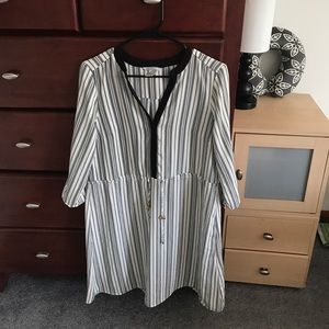 Classic belted shift dress.