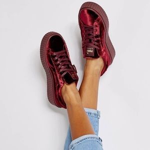 RIHANNA X PUMA WOMEN'S CREEPERS VELVET BURGUNDY