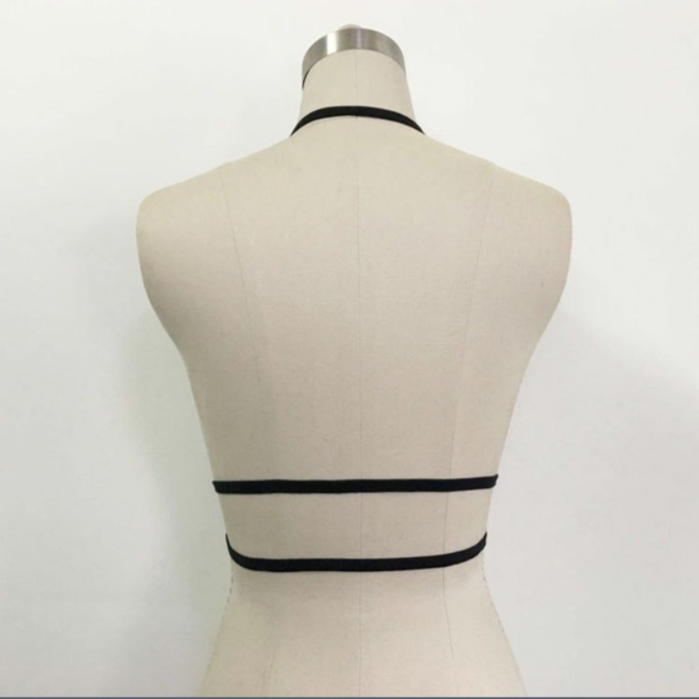 NWT black strappy bra harness bralette - Picture 3 of 4