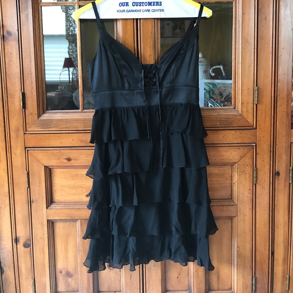 Marciano black tiered baby doll dress small