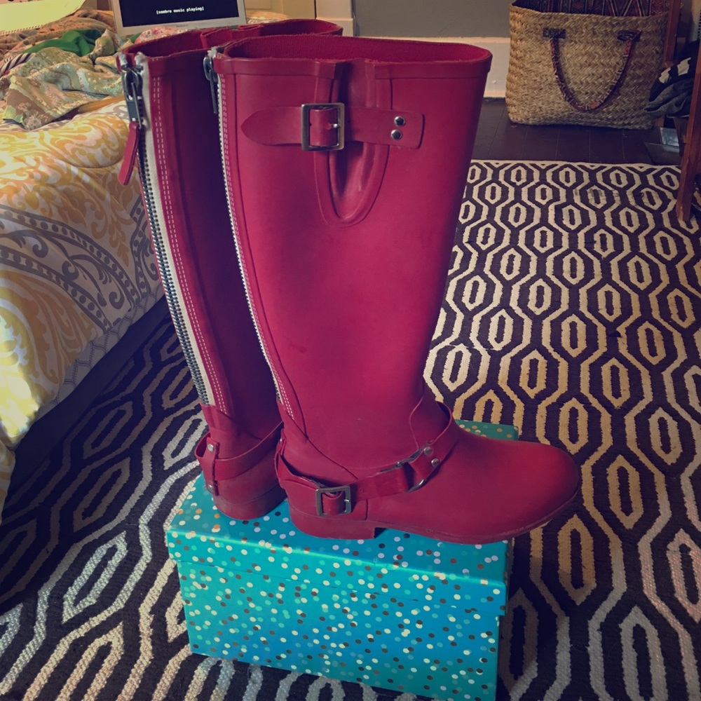 Red Steve Madden Rain Boots