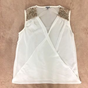 Charlotte Russe Gold Shouldered Sheer Tank