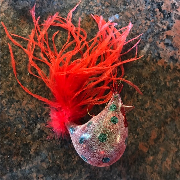 Blown Glass Chicken Ornament Blown Glass Chicken Ornament