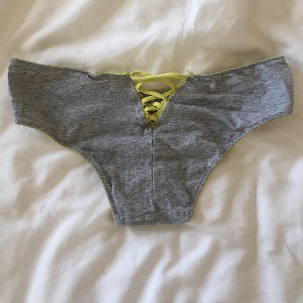 Sexy "lace up back" grey and green panties
