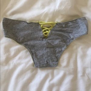 Sexy "lace up back" grey and green panties