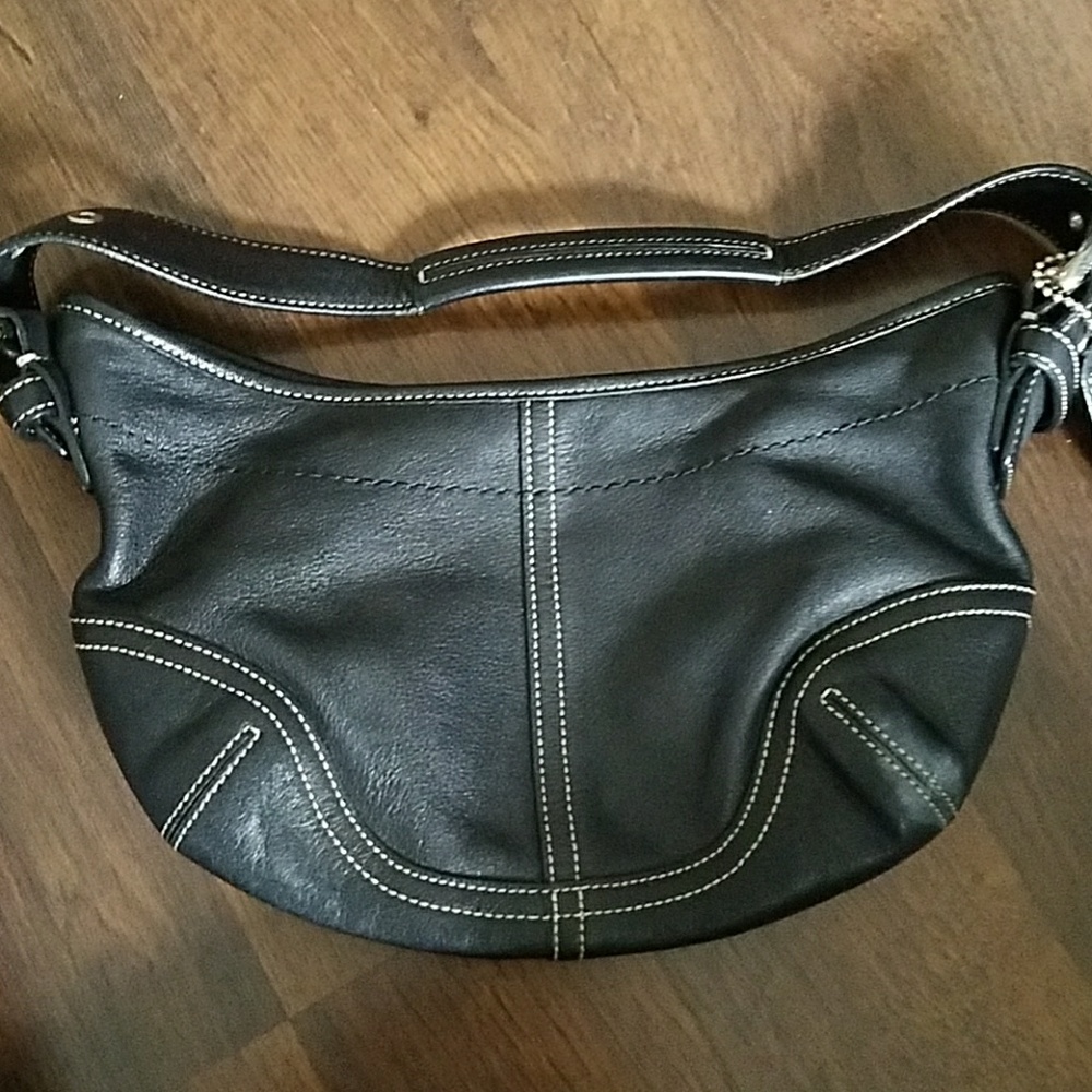black leather small coach bag