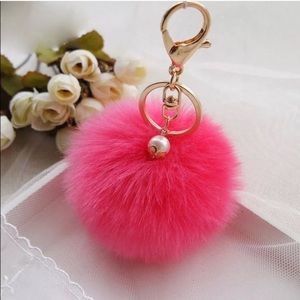 Pom Pom Key Chain w/ Pearl- Watermelon
