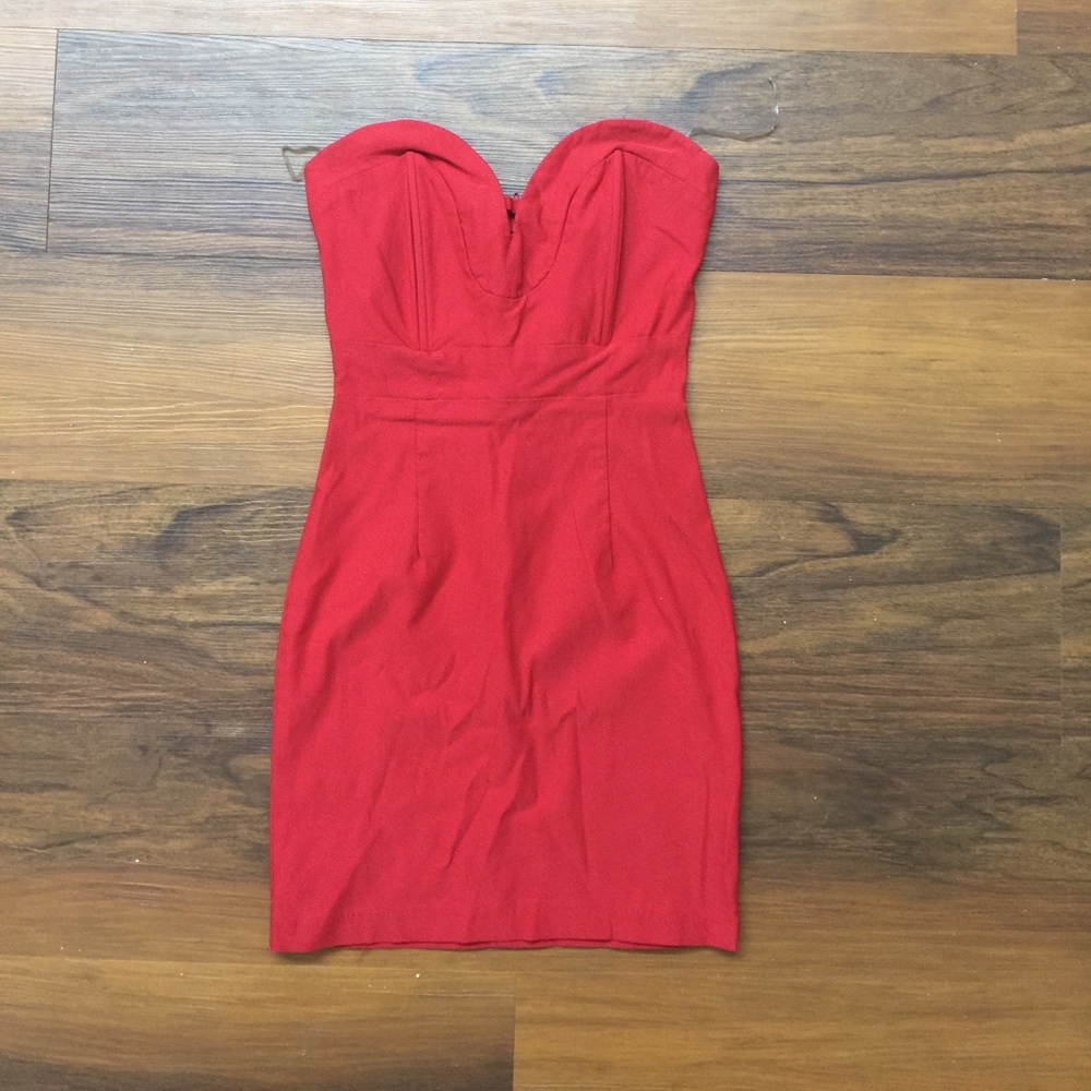 Red Strapless Bodycon Dress