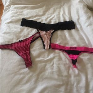 Pink and Black Thong Bundle of 3