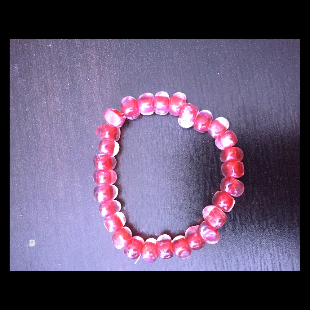 Handmade Red Glass Beaded Bracelet