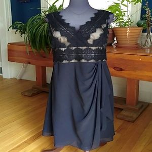 JS Collections Black lace and chiffon sheath dress