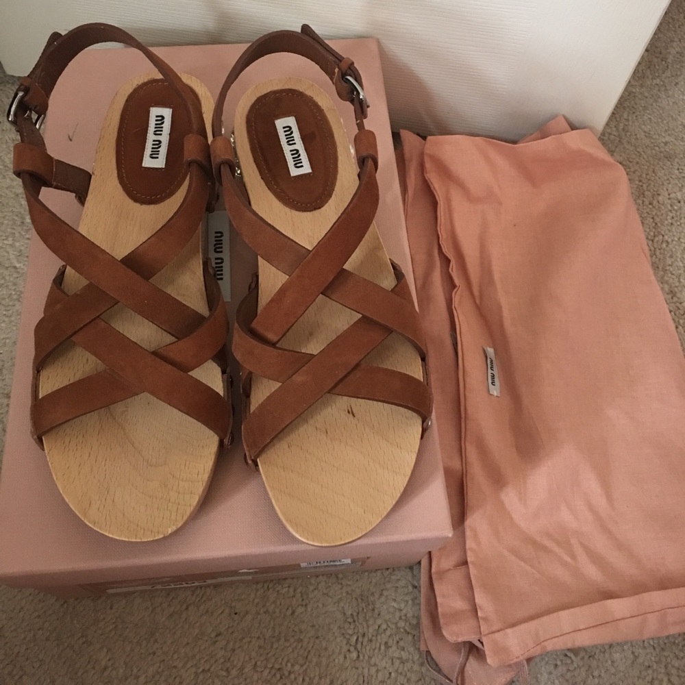 Miu Miu embellished wood sandals