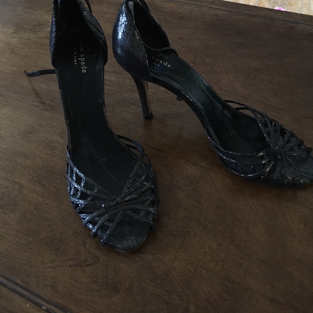Kate Spade grey metallic heels with bow - 8