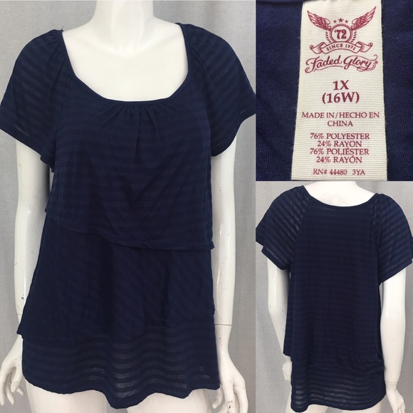 SOLD ⭐️Sz 1X 16W Faded Glory Ruffle Cap Sleeve Top - Picture 7 of 7