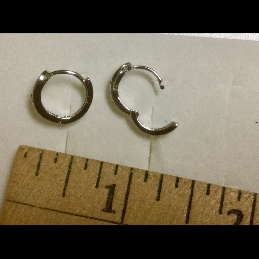 SOLD. Ruby and White CZ 9K Solid Gold Earrings - Picture 6 of 7