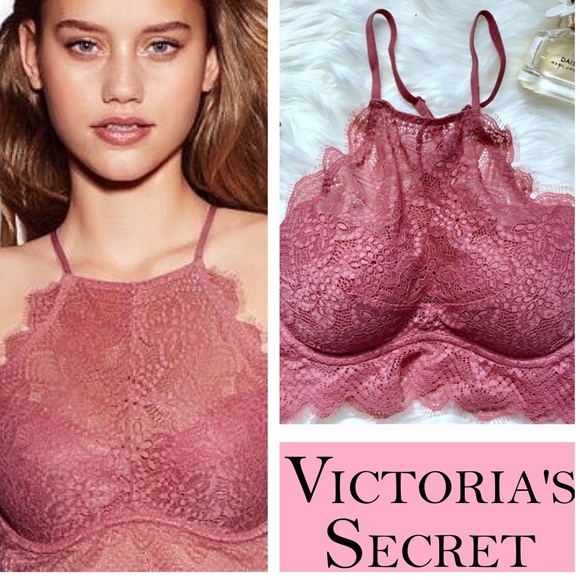 PINK Victoria's Secret Tops - Pink High Neck Lace Bralette