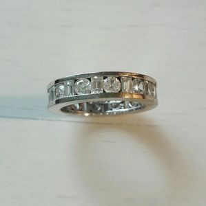 925 Sterling Silver Moissonite Eternity Ring Sz 5