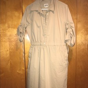 Tan half button up dress