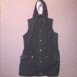 Army green vest lined with faux  fur