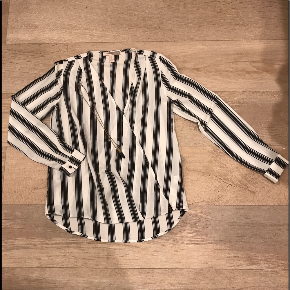 Draped Cross-over High-Low Blouse