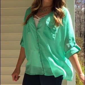 Mint green blouse