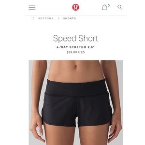 Lululemon speed shorts in black