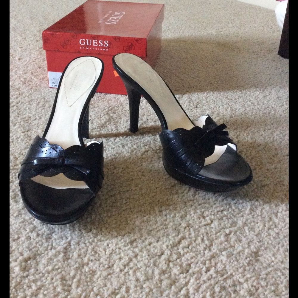 Guess black leather heels
