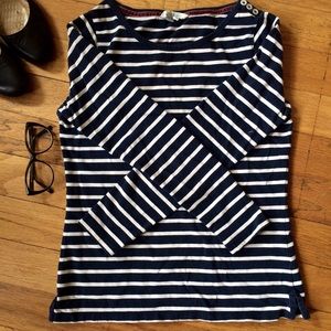 Boden navy and white stripe long sleeve breton